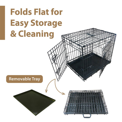 Ellie-Bo Black Standard Medium 30-inch Folding 2-Door Dog Cage/Crate with Metal Tray