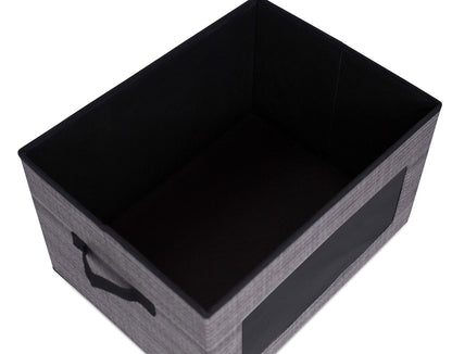 Internet's Best Storage Box with Window - Durable Storage Bin Basket Containers with Lids and Handles - Clothes Nursery Toys Organizer - Grey