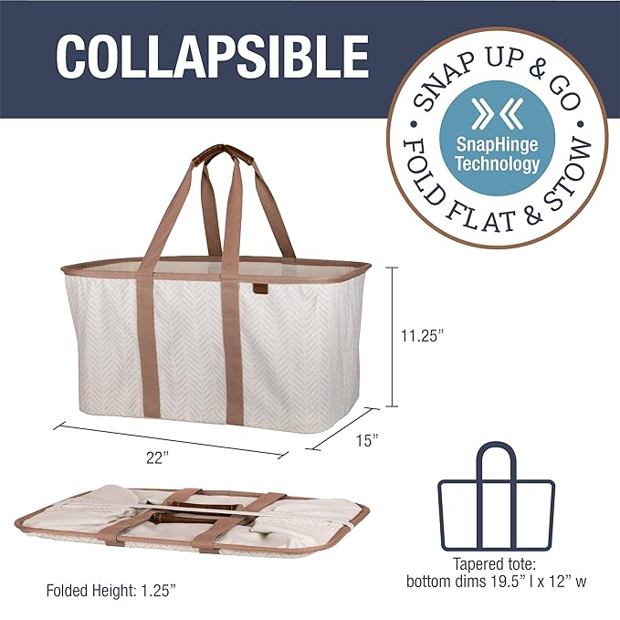CleverMade Collapsible Laundry Tote 2-Pack – Foldable Carry-All Storage Bin