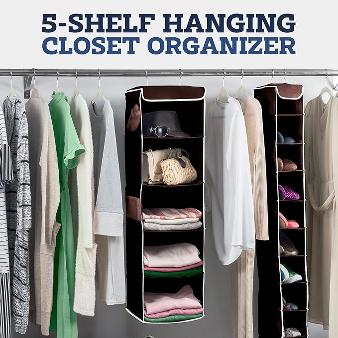 ZOBER Hanging Closet Organizer, 5-Shelf