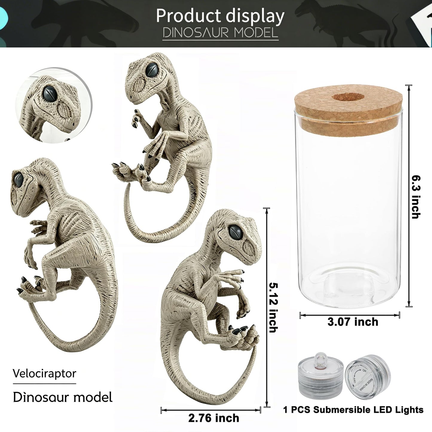 ARTOMIDE Dinosaur Table Lamp Night Light, Creative LED Ambient Lamp, Unique Collectible Figurine Ornament, Perfect Home Bedroom Office Decor & Gift for Dinosaur Lovers（Velociraptor）