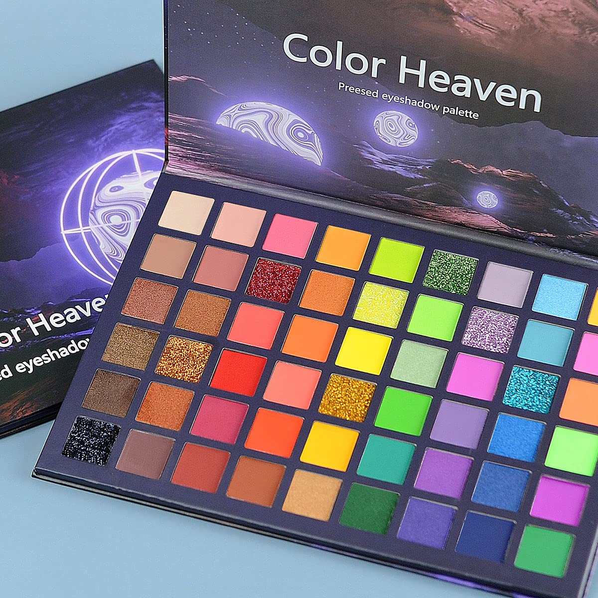 BAISEN DIARY 54 Colorful Eyeshadow Palette, Neon Green Shimmer Matte Glitter Eye Shadow Natural Naked Colors Makeup Eyeshadow Waterproof Long Lasting Highly Pigmented Gift Set Make Up Palletes