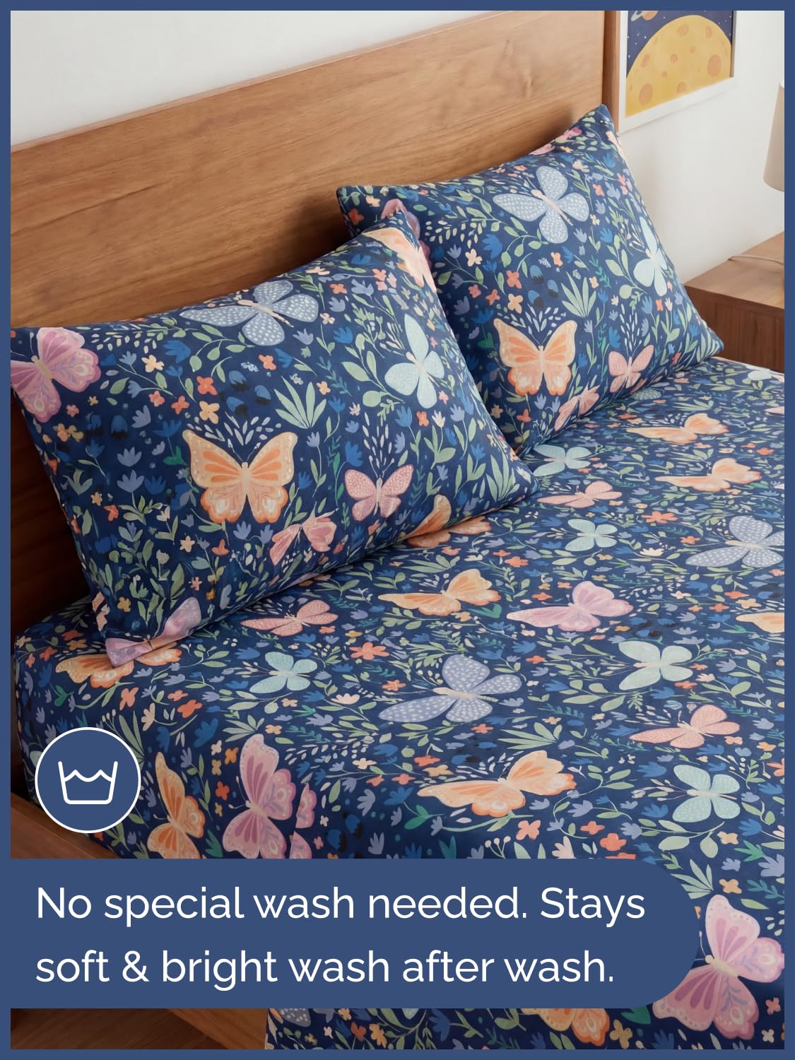 CGK Unlimited Kids Butterfly Meadow Queen 4 Piece Sheet Set - Boys, Girls, Teens, Toddler - Easy Fit Deep Pockets - Soft, Cooling & Breathable Sheets - Cozy, Fade and Wrinkle Free - Machine Washable