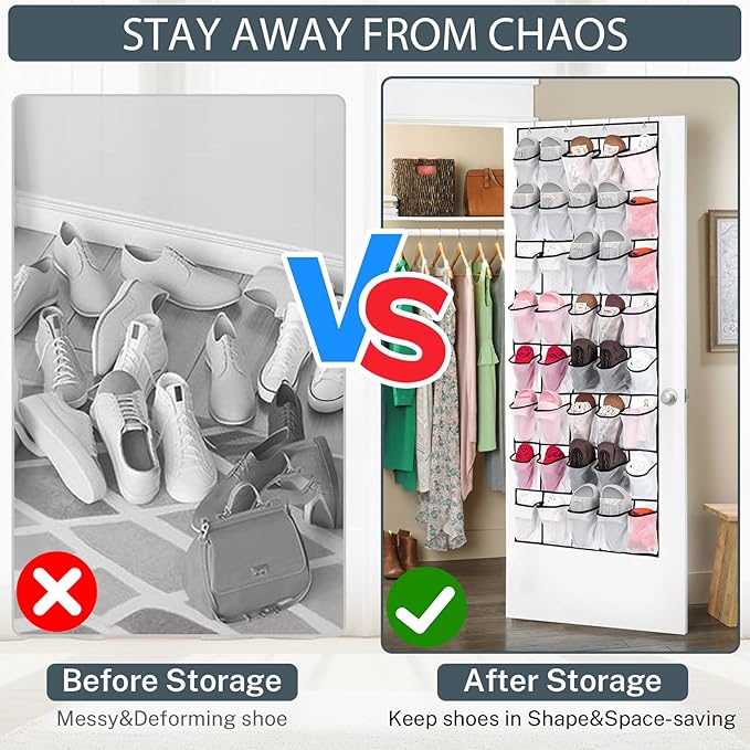 40 Large Mesh Pocket Over the Door Shoe Organizer, Hanging Shoe Rack