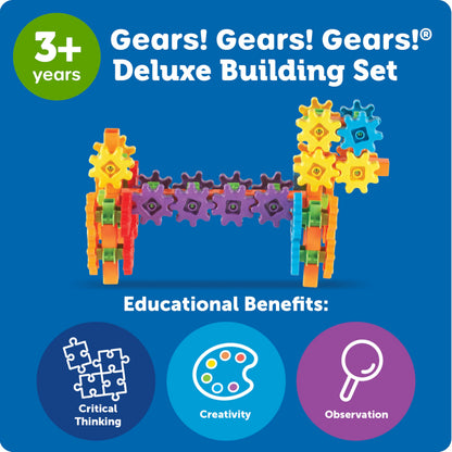 Learning Resources Gears Gears Gears, Deluxe Beginners Building Set, 100 Pieces, STEM Construction Toy for Kids, Building Toy, Develops Fine Motor Skills, Gifts for Boys & Girls Aged 3 4 5