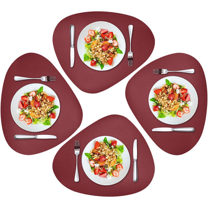 Herda Burgundy Placemats Set of 4 for Dining Table, Wine Red Leather Table Mats Place Mats Wipeable Washable Placemats for Kitchen Dining Patio Table Easy to Clean Holiday Table Christmas Table Mats