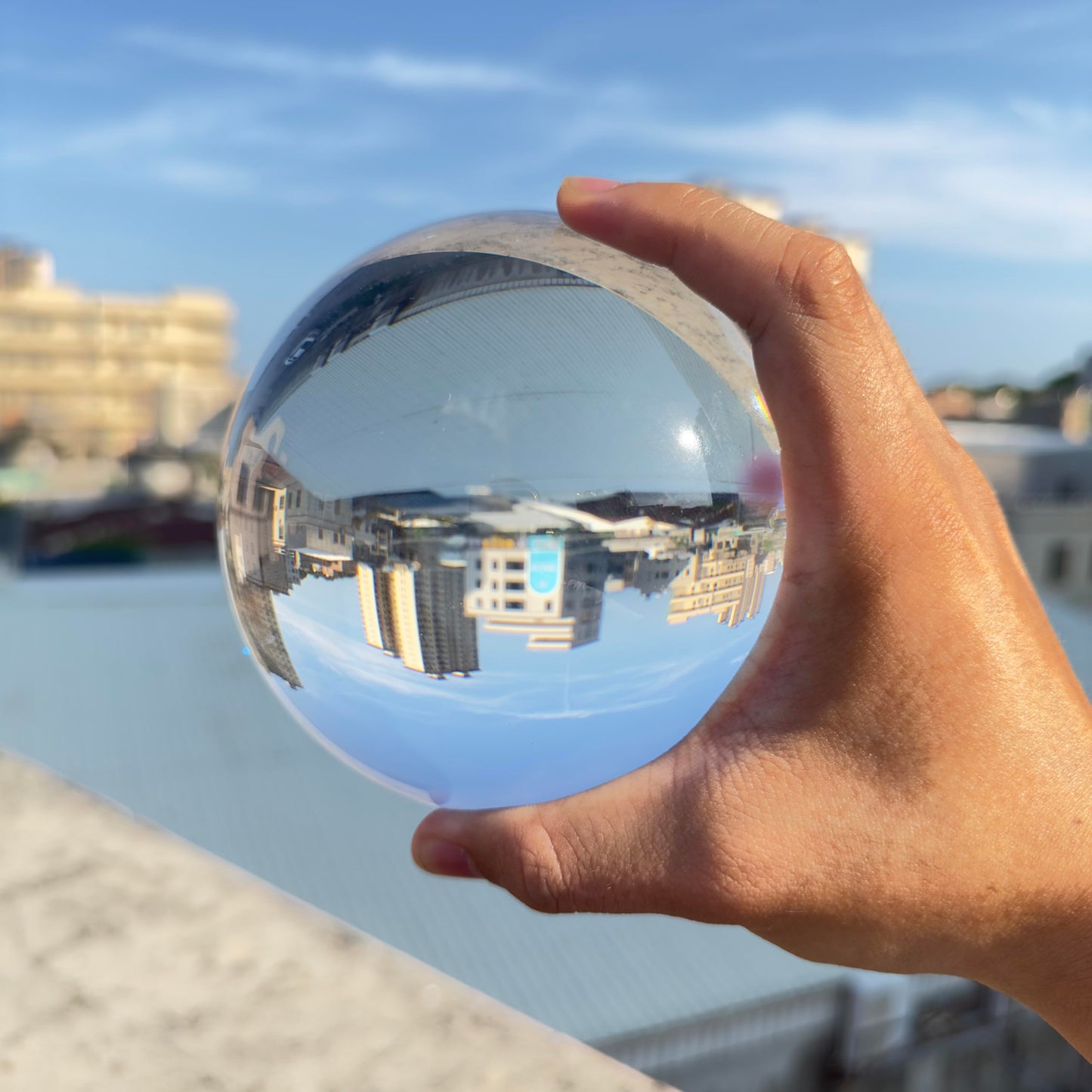 Clear Crystal Ball 120mm (4.72-inch) with Wooden Stand — Decorative Sphere