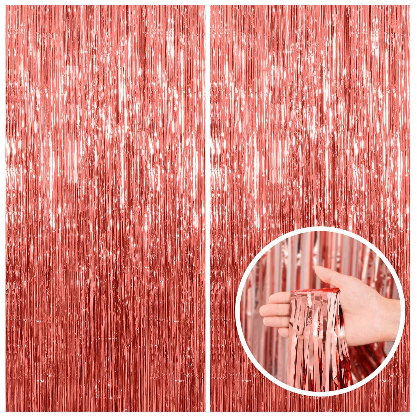 2 Pack Pink Backdrop Party Decorations Tinsel Curtain Party Backdrop Foil Fringe Birthday Decorations Photo Booth Streamer Backdrop Pink Theme Bachelorette Graduation Decor