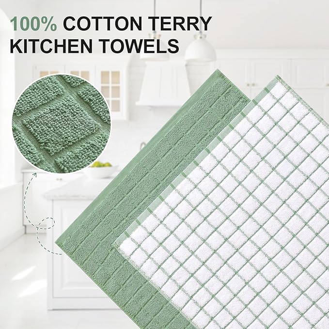 Homaxy Premium Cotton Kitchen Towels 16"x 28", Large Natural Ring Spun 390 GSM