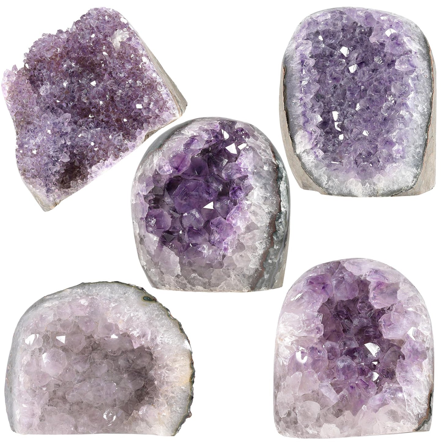 Sportmusies Natural Amethyst Cluster Specimen Home Desk Decoration, Irregular-Shaped Raw Geode Crystal for Meditation Healing, 3.74-6.29 inches