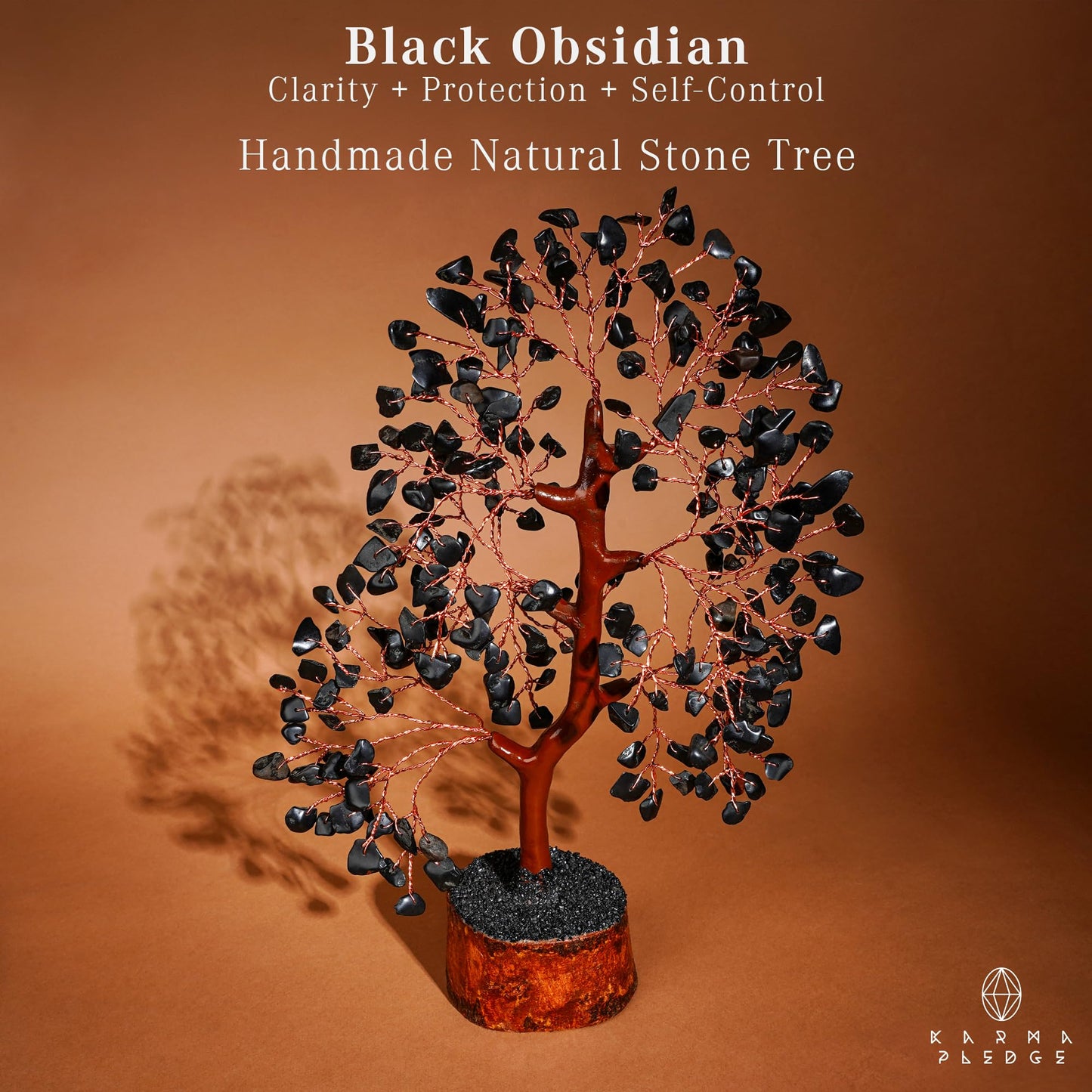 Crystal Tree of Life Birthday Gifts for Women, Men, Handmade Home Decor, Office, Room Decoration, Black Obsidian Reiki Healing Crystal Chakra Tree for Money, Good Luck Gifts for Her, Mom & Dad