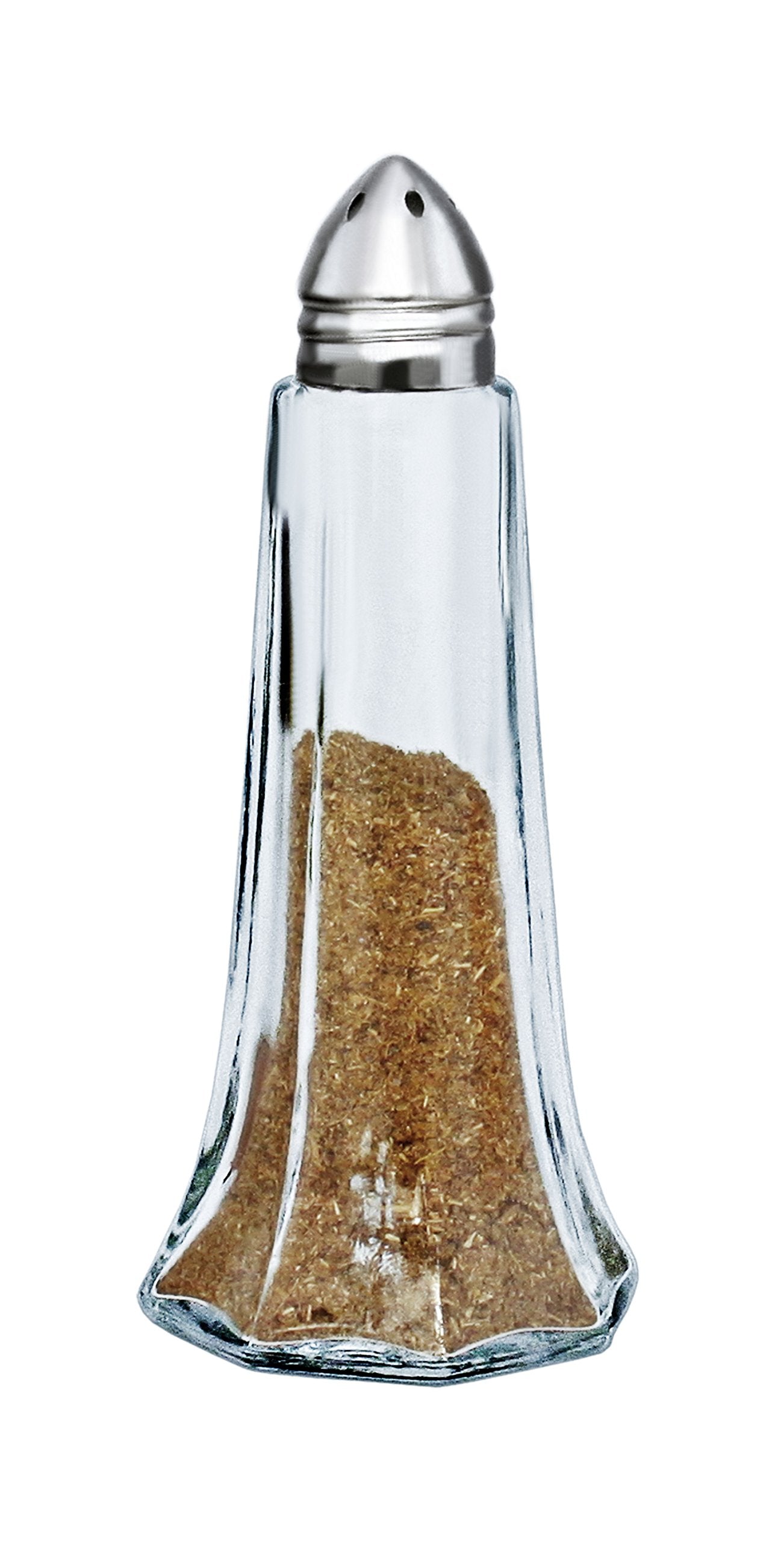 New Star Foodservice Glass Tower Salt and Pepper Shakers, 1 oz Set of 12, Clear Glass Shakers with Stainless Steel Tops for Restaurants and Tabletop Use