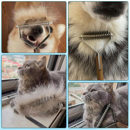 onebarleycorn coat king undercoat rake dog grooming comb,dog brushes for Shedding Stripping Brush Pet Dematting Comb for Dogs and Cats(14-Blades-L)