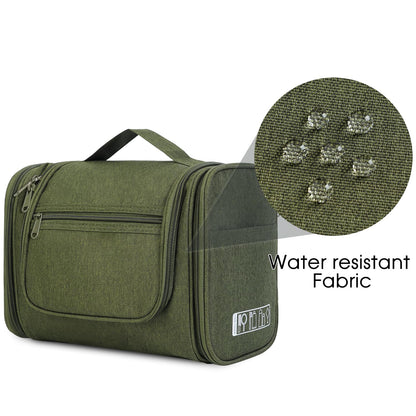 Large Hanging Toiletry Wash Bag Travel Makeup Cosmetic Organizer for Men Women by WANDF (Dark Green)