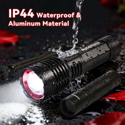 AUDERWIN G5 Rechargeable Flashlights 10000 High Lumens, EDC Flashlight with 365nm Black Light UV Flashlight & Laser Pointer for Emergency Detection Camping, Multifunctional 2-in-1 Set Gifts for Men