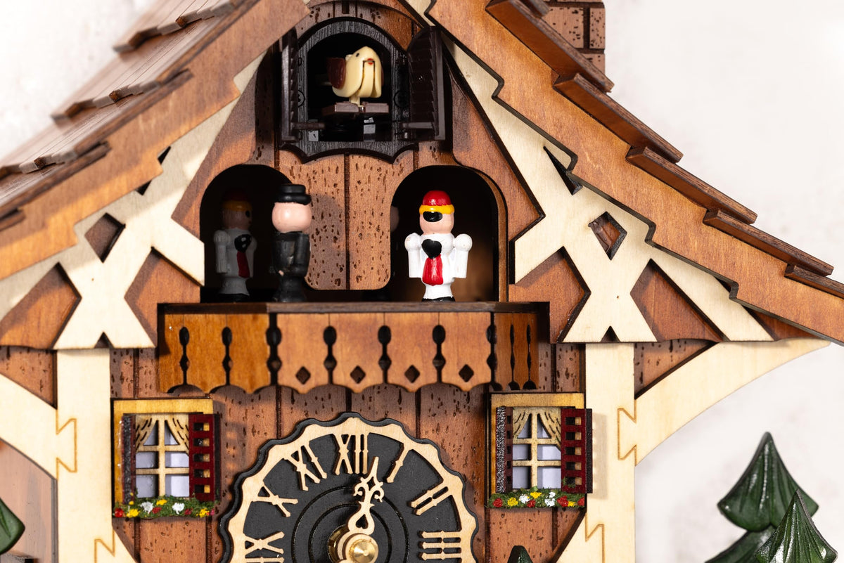 Cuckoopro Cuckoo Clock, Black Forest Style Wooden Pendulum Quartz Wall Clock, Volume Control, Night Silent, Gift Package, Professional Service