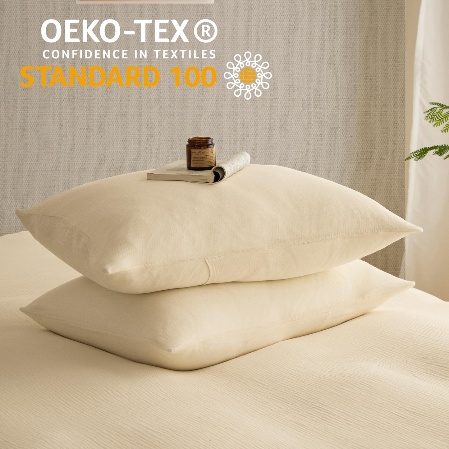AGSIT Muslin Duvet Cover 100% Washed Cotton, King Size Duvet Cover Set Linen Like, Minimalist Soft Comforter Cover 3 Pieces, Lightweight Gauze Duvet Cover with 2 Pillowcases, 90”x104”, Cream White