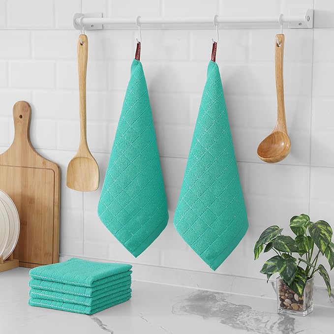 Homaxy 100% Cotton Terry Kitchen Dish Cloths, Ultra Soft and Absorbent Dish
