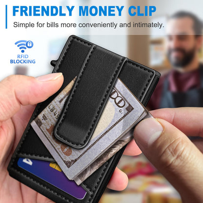miyozi Airtag Wallet for Men Money Clip 9-Card Pop-Up Credit Card Holder with ID Window RFID Blocking Metal Case Magnetic Closure Front Pocket Wallet Gift Box