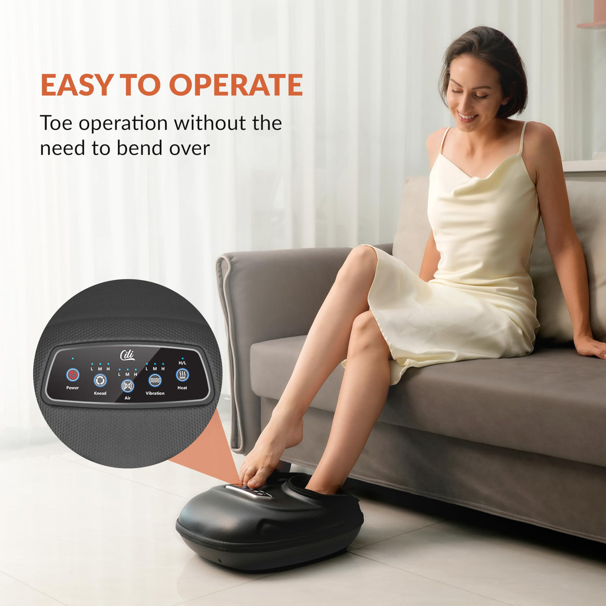 CILI Shiatsu Foot Massager Machine, Electric Heated Feet Massager for Plantar Fasciitis, Kneading Vibration Compression, Detachable Sleeve, Up to Men Size 13, Gifts for Dad Men
