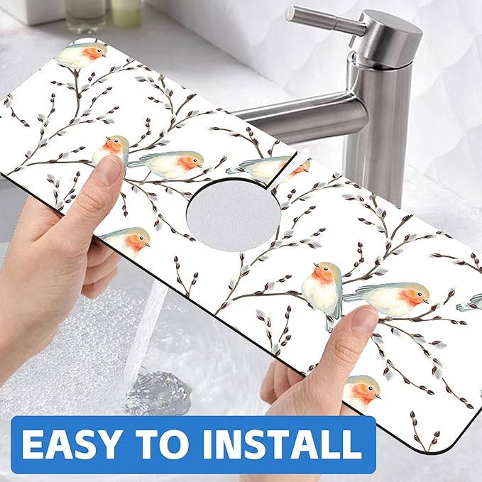 Willow Branches and Robin Dish Drying Mat