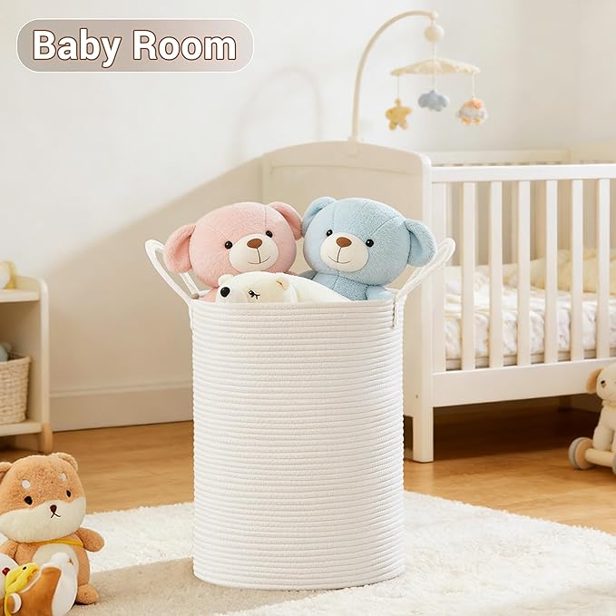 Tall Laundry Basket with Handles, 58L Portable Dirty Clothes Hamper, Boho