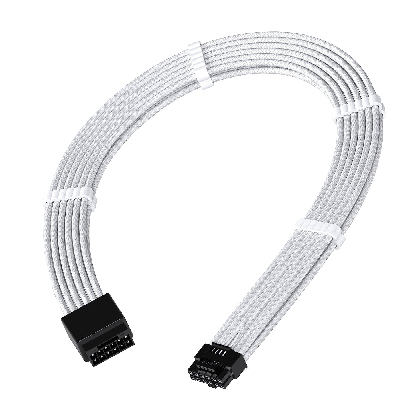 EZDIY-FAB 16pin (12+4) 12VHPWR PCIe 5.0 GPU Power Sleeved Cable Extension, Male to Female, Compatible with RTX 5080, 5070, 4090, 4080, 4070,16AWG with Cable Combs-White