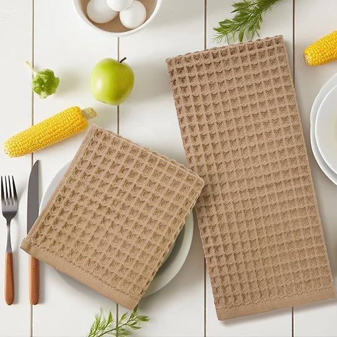 Jacquotha Waffle Bathroom Hand Towels 2-Piece – Cotton, Lightweight, Lint Free