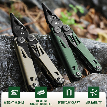 FLISSA Multitool, 15-in-1 Multi Tool Pocket Knife with Sheath, Stainless Steel EDC Multitool Pliers for Men, All-in-One Tools for Camping, Fishing, Survival