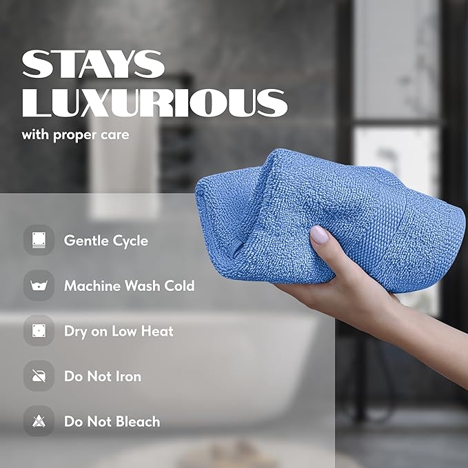 White Classic Light Blue Hand Towels