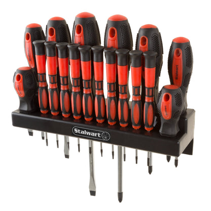 Stalwart - 75-HT4088 18 Piece Screwdriver Set with Wall Mount and Magnetic Tips- Precision Kit Including Flatheads, Phillips, and Torx Screwdrivers by