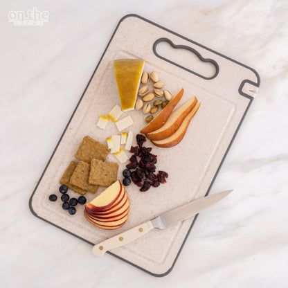 304 Stainless Steel Cutting Board – Double-Sided Kitchen Chopping Board with Wheat Straw PP, Built-in Knife Sharpener, Juice Grooves, Garlic & Ginger Grater, Handle – 14.37 x 9.84 in