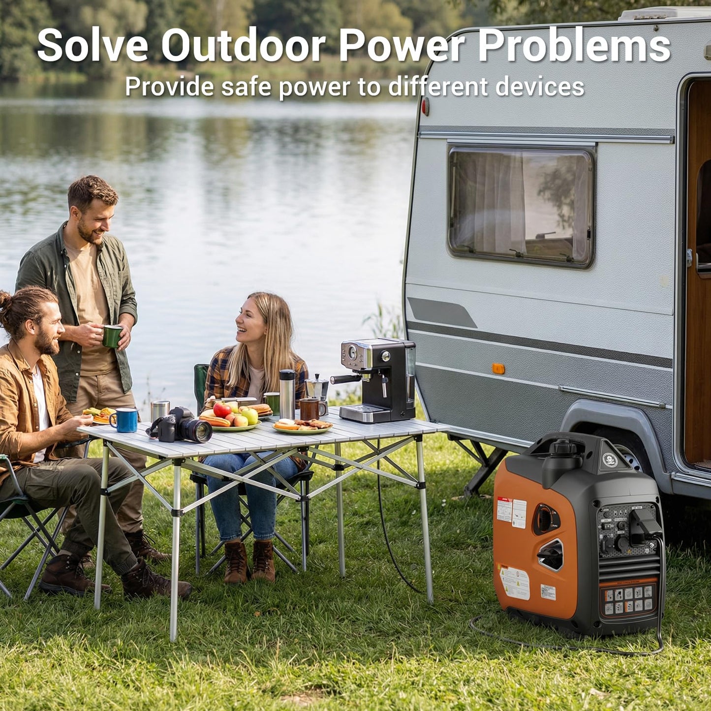2800W Portable Inverter Generator, Quiet Gas-Powered Generator for Home Backup, Camping, RVs, and Clean Power for Sensitive Electronics, EPA Standard Compliant