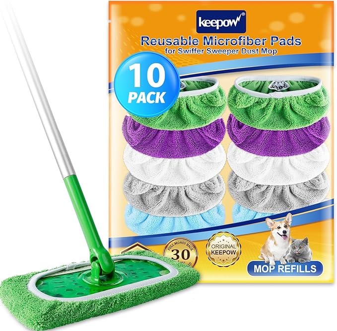 KEEPOW Reusable Microfiber Mop Pads