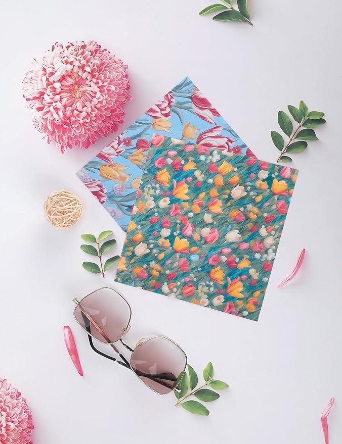 6PCS Thickened Glasses Cleaning Cloth Elegant Flower Design Microfiber Cleaning