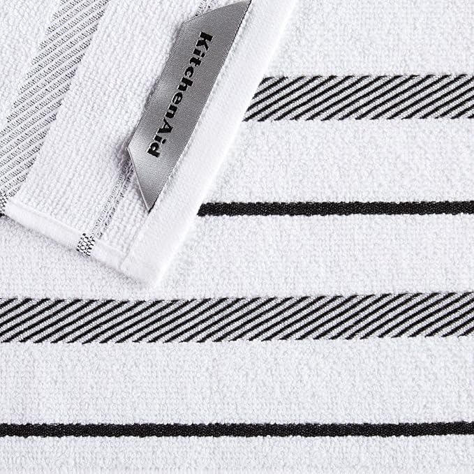 KitchenAid Albany Dishcloth 8 Pack Set, Matte Black/White