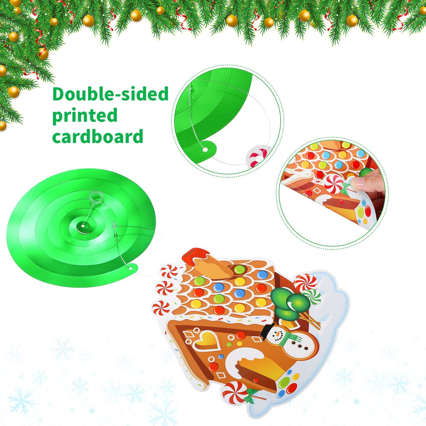 Zomiboo 53 Pcs Christmas Hanging Swirls Decorations Candy Gingerbread Man Elves Truck Red Cardinals Ceiling Decor Ornaments for Tree Xmas Holiday Party Supplies(Gingerbread)