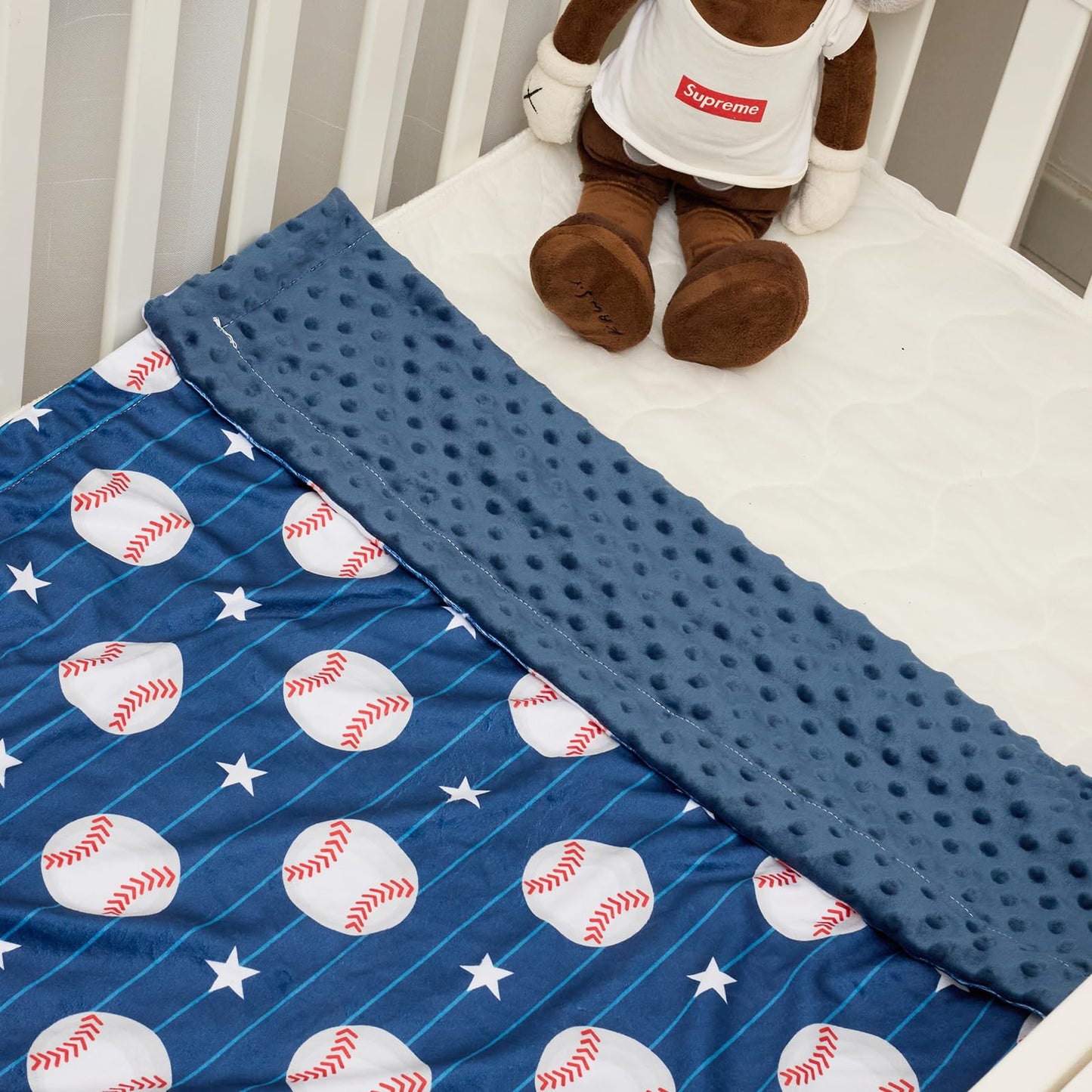 Baby Blanket for Boys Girls Super Soft Double Layer Minky with Dotted Backing Cute Cow Crib Receiving Blanket Bed Throws for Newborns Nursery Stroller Toddler 30 x 40 Inch (Blue Soccer)