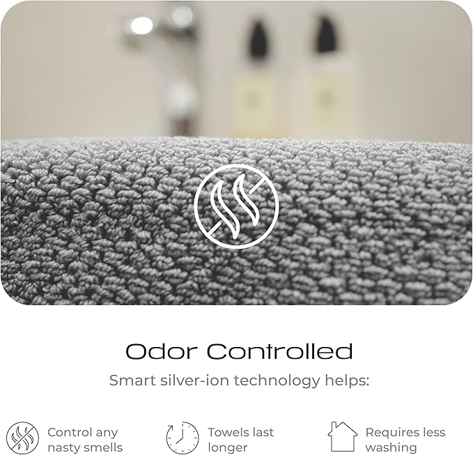 Luxury Silver-Infused Gray Washcloths 4-Pack, 12.9"x12.9"