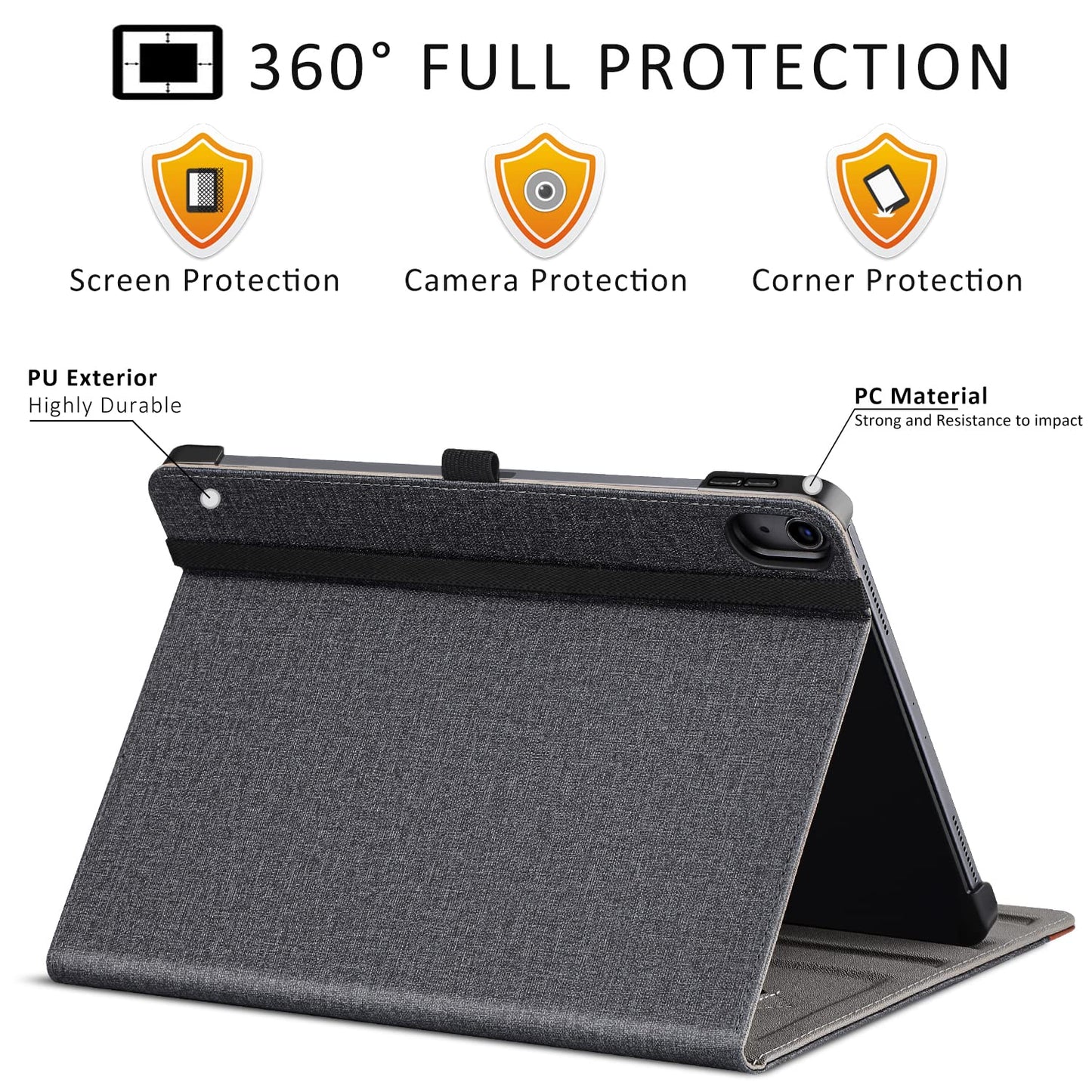 ZtotopCases Case for iPad 11th Generation 11 Inch 2025(A16)/iPad 10th Generation 10.9 Inch 2022, Premium Leather Business Cover with Auto Wake/Sleep, Multi-Angle Stand & Pencil Holder, Demin Black