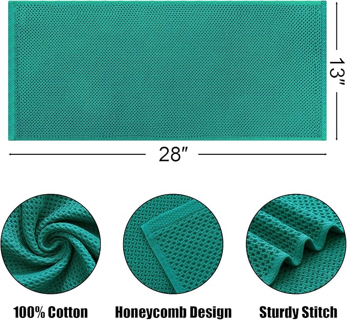 Kitinjoy 100% Cotton Waffle Weave Kitchen Hand Towels