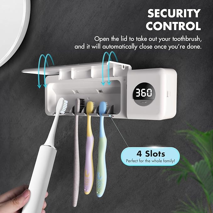 Sanitizeri Toothbrush Holder, Sanitizeri Toothbrush Cleaner, 2000mAh