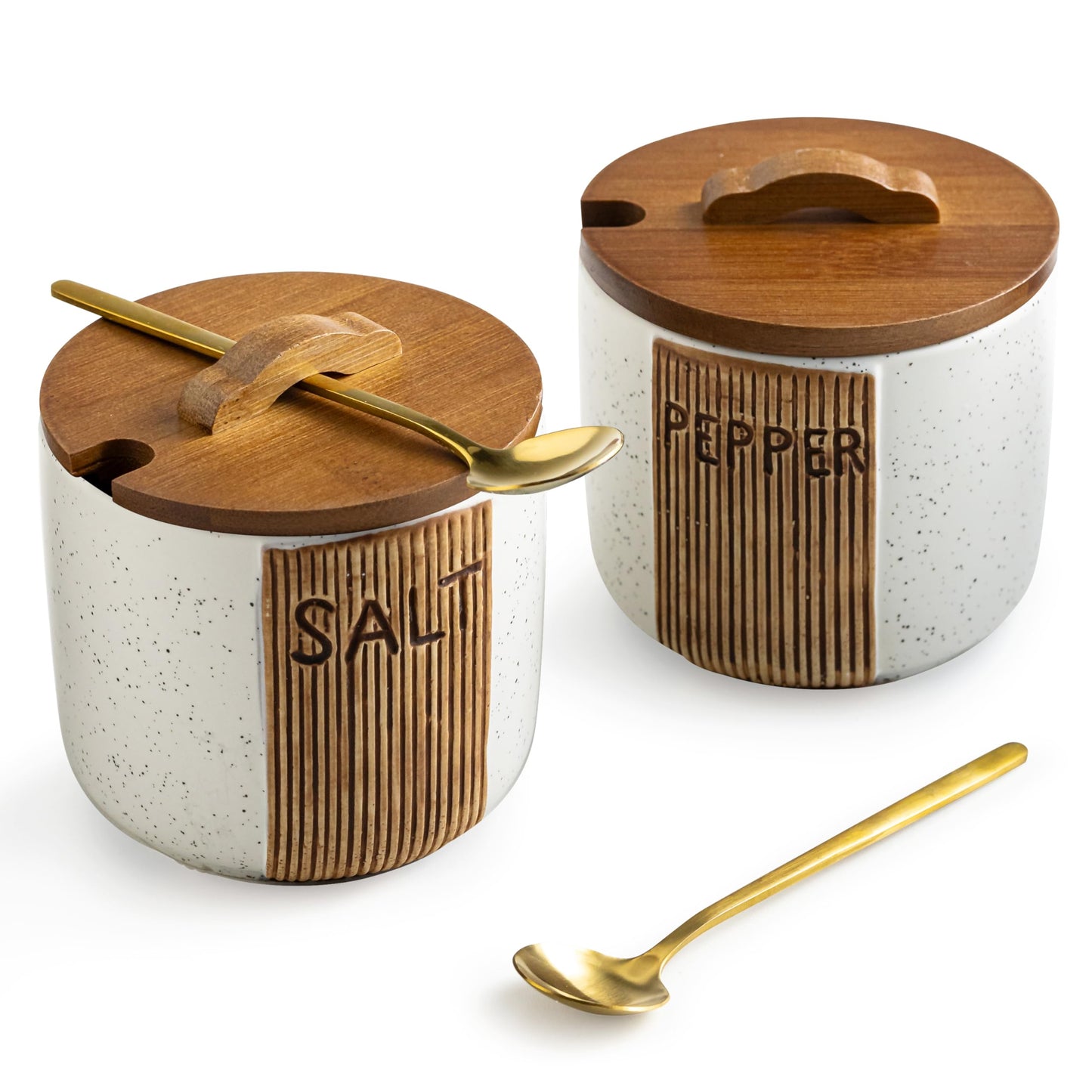 YHOJOY Ceramic Salt and Pepper Bowl, 10 Oz Salt Containers for Countertop