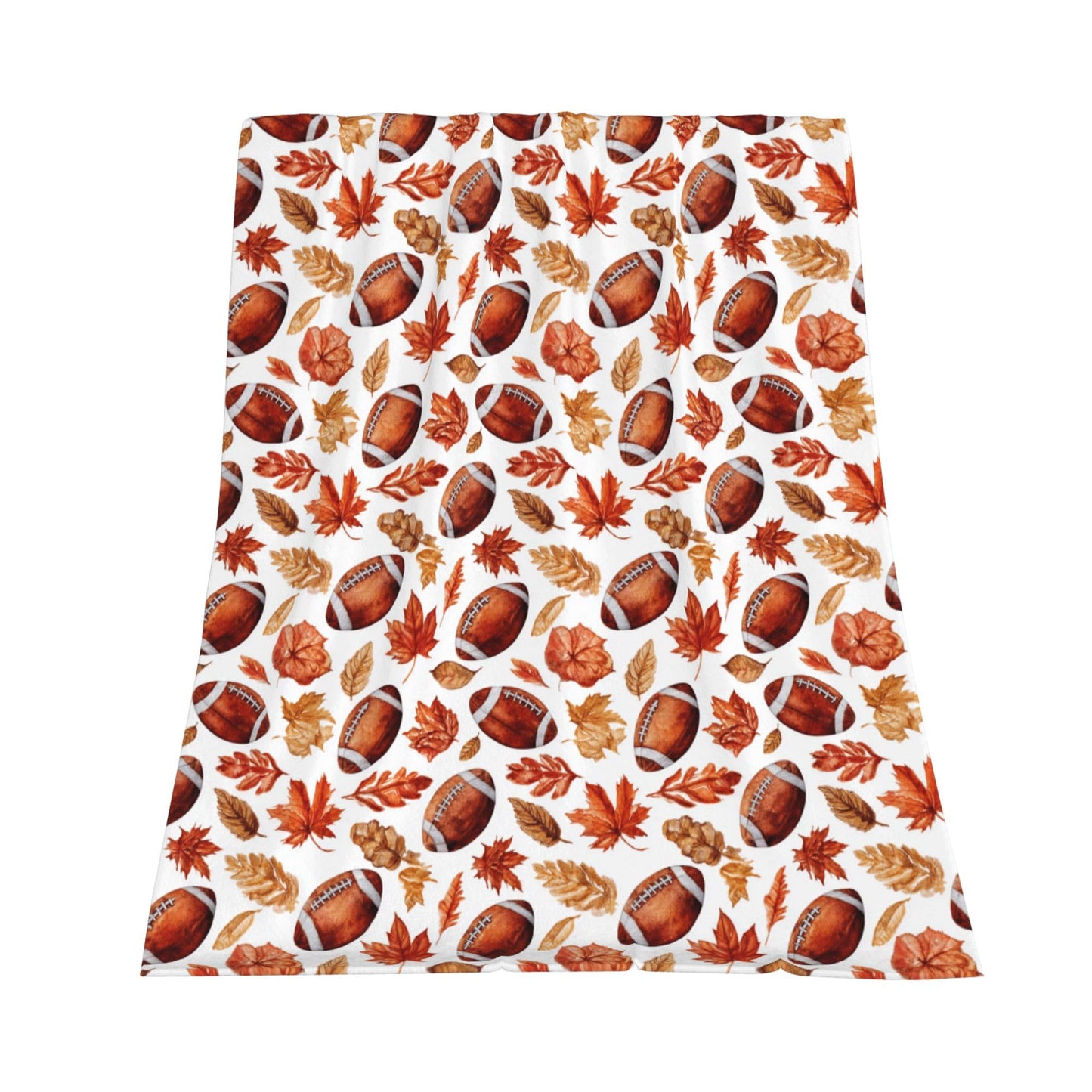 Football with Maple Leaves Flannel Throw Blanket Soft Cozy Fall Blanket for Living Room Couch Sofa Bed 50 x 60 Inches