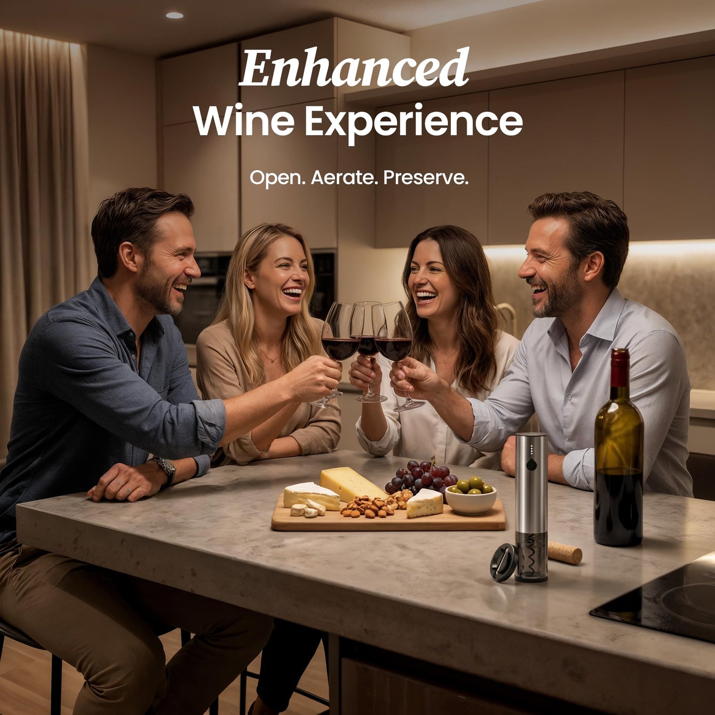 Electric Wine Opener Gift Set — Rechargeable All-in-One Wine Accessories Kit with Automatic Bottle Opener, Foil Cutter, Vacuum Stopper, Aerator & Dispenser — Best Wine Lover Gifts for Women & Men