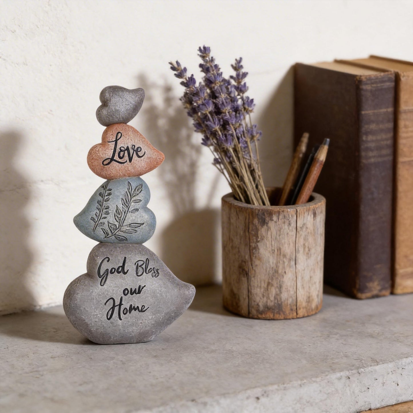 Heart Shaped Stacked Stone Sculpture, Abstract Home Decor Sculpture, Modern Creative Decor for Offices, Bookshelves, Coffee Tables, Entryways, Shelves, Partitions, or Dining Table Centerpieces. (A)