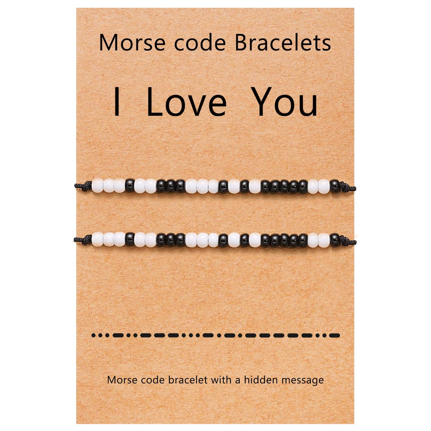 Desimtion Christmas Couples Bracelets I Love You Morse Code Matching Bracelets for Couples Gifts for Him and Her, Long Distance Relationship Gifts for Boyfriend and Girlfriend