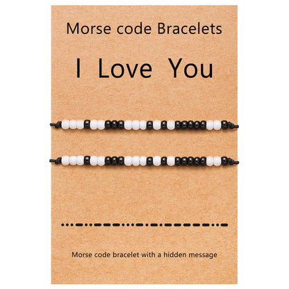 Desimtion Christmas Couples Bracelets I Love You Morse Code Matching Bracelets for Couples Gifts for Him and Her, Long Distance Relationship Gifts for Boyfriend and Girlfriend
