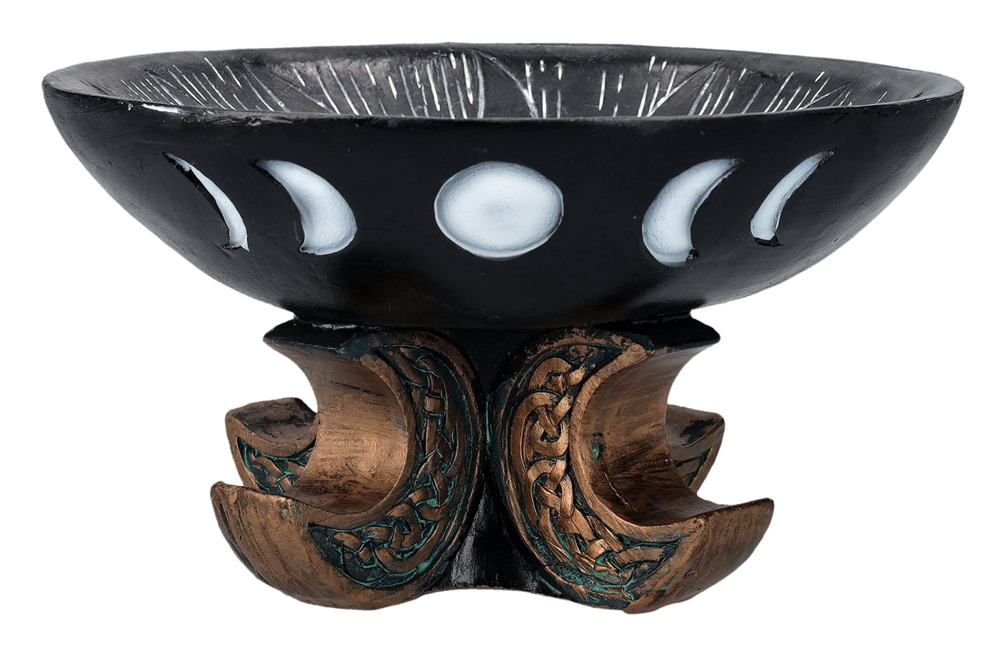 Pacific Giftware Carved Illustrated Sun and Moon Resin Trinket Bowl Black 8” Diameter