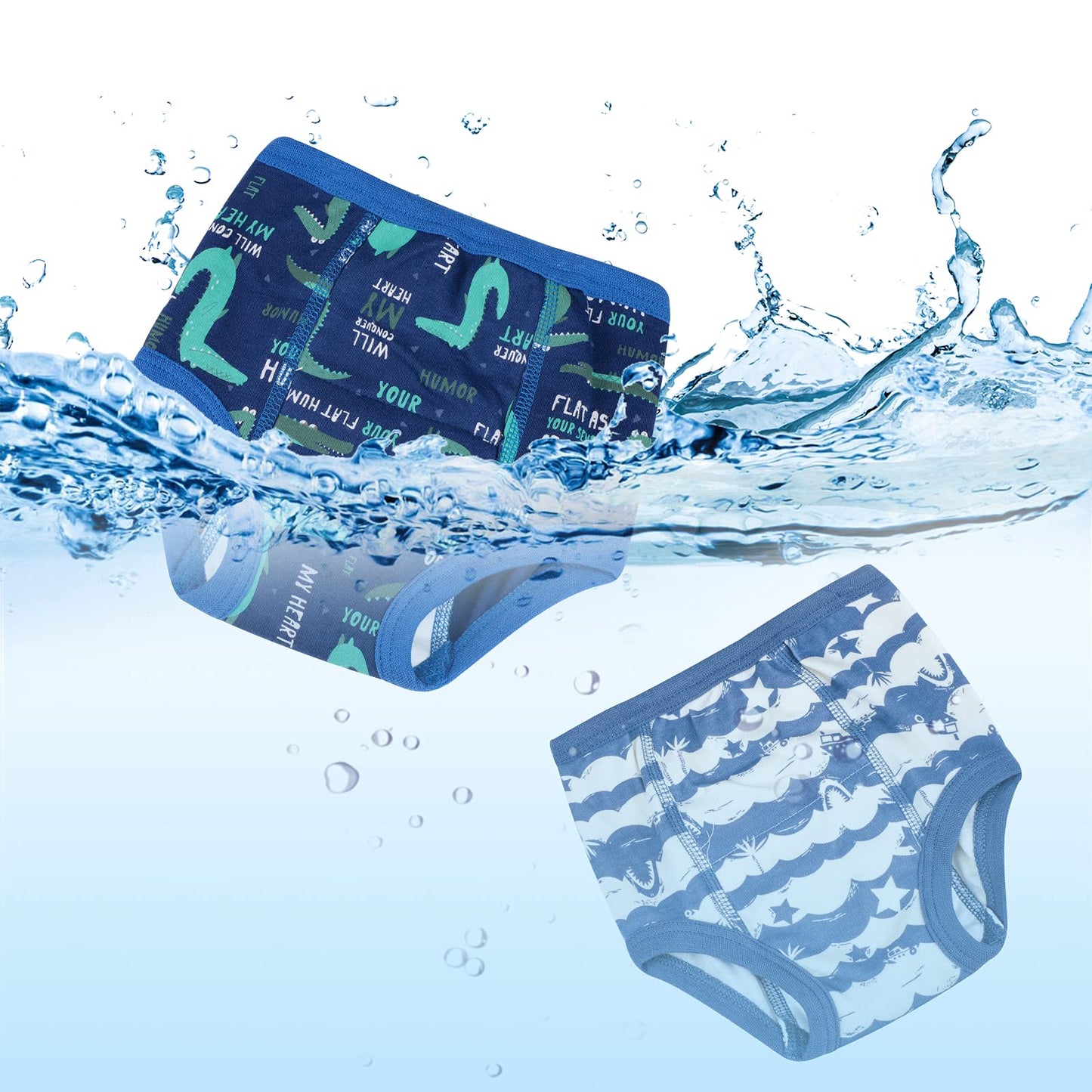 FLYISH DIRECT Boys Potty Training Pants Cotton, Reusable Potty Training Underwear for Toddlers, 8 Pairs, 3 Years, Blue Dinosaur
